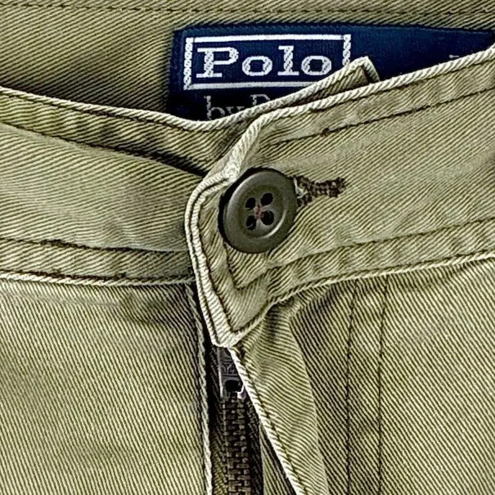 VTG Polo Ralph Lauren Cargo Shorts Men 40 Olive Baggy Preppy Grunge Military Y2K